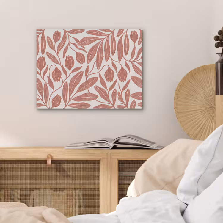 Bloemen - Patroon - Modern - Natuur - Bruin PET vilt klein -sfeer3