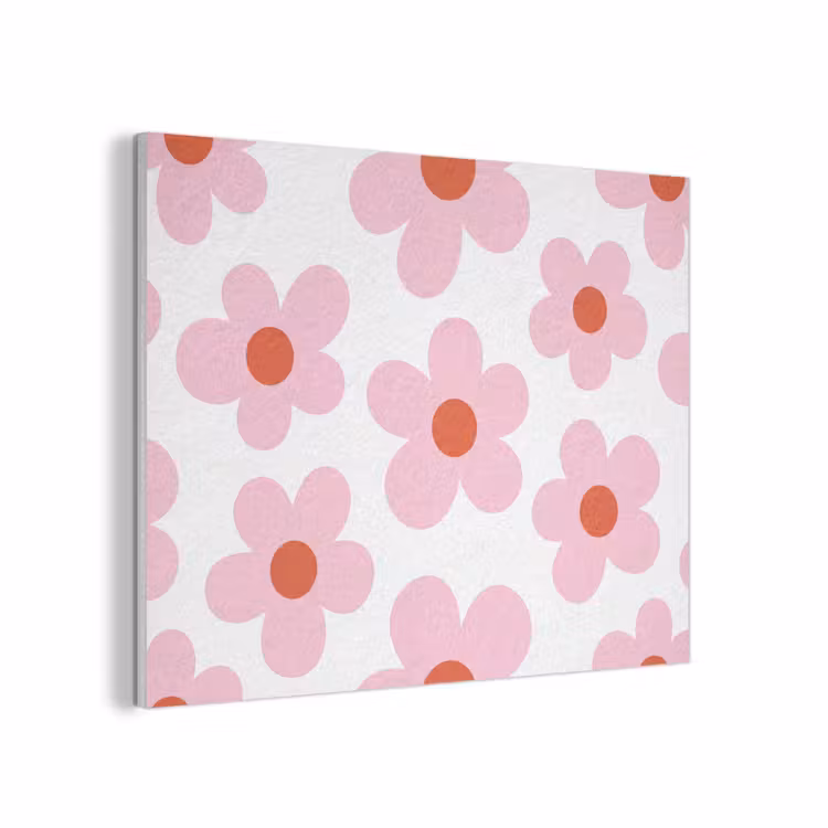 Bloemen - Patroon - Modern - Roze - Wit PET vilt klein -3d