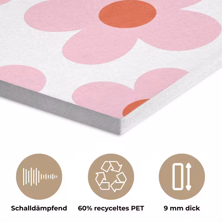 Bloemen - Patroon - Modern - Roze - Wit PET vilt klein -closeup_DE