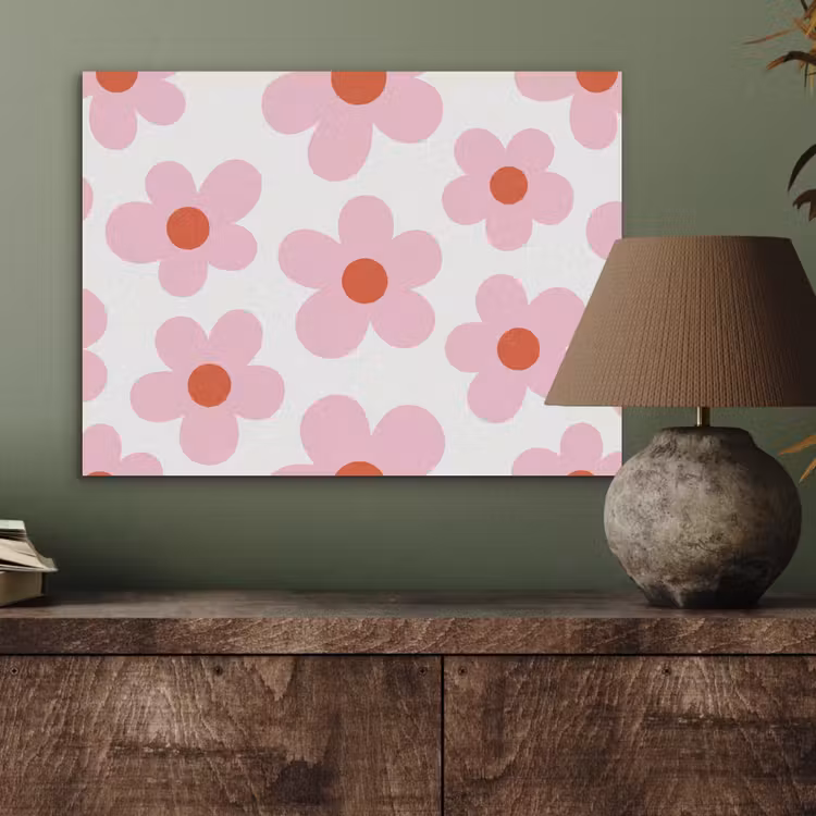 Bloemen - Patroon - Modern - Roze - Wit PET vilt klein -sfeer2