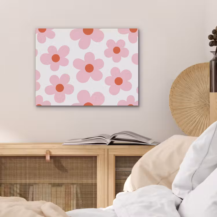 Bloemen - Patroon - Modern - Roze - Wit PET vilt klein -sfeer3