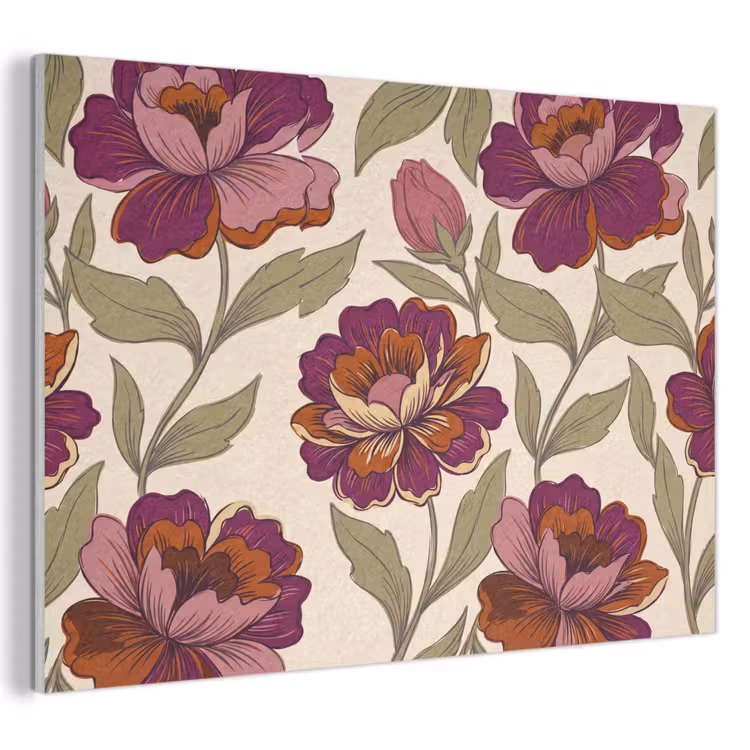 Bloemen - Patroon - Natuur - Modern - Paars PET vilt klein -3d