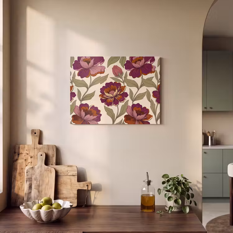 Bloemen - Patroon - Natuur - Modern - Paars PET vilt klein -sfeer2