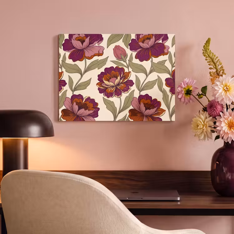 Bloemen - Patroon - Natuur - Modern - Paars PET vilt klein -sfeer3