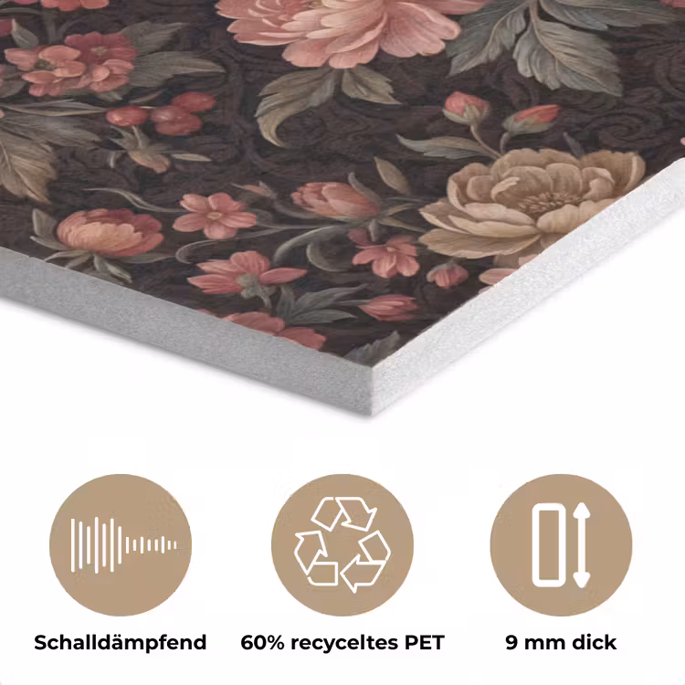 Bloemen - Patroon - Natuur - Vintage - Roze PET vilt klein -closeup_DE