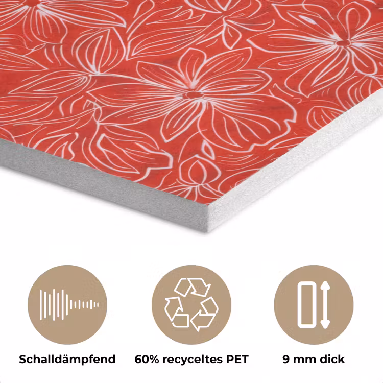 Bloemen - Patroon - Rood PET vilt klein 837 -closeup_DE
