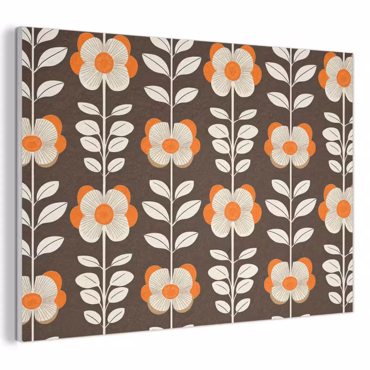 Bloemen - Retro - Bruin PET vilt klein 837 -3d