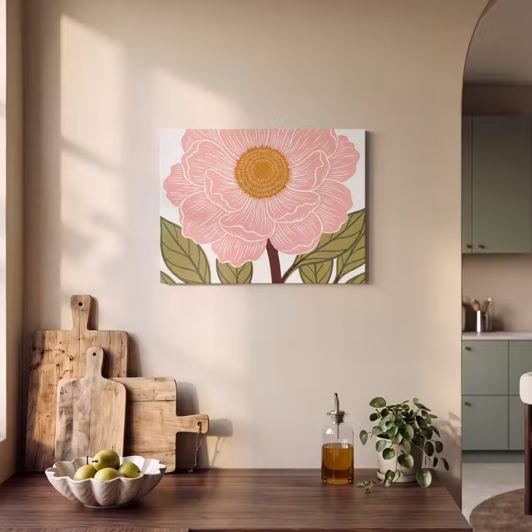 Akustikbild - Blumen – Rosa – Illustration - Bloemen - Roze - Illustratie PET vilt klein
