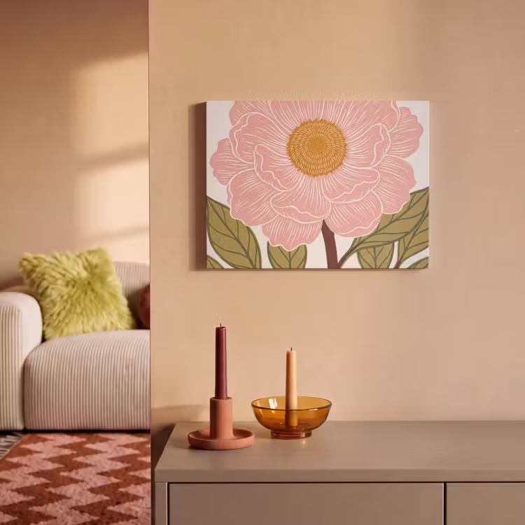 Akustikbild - Blumen – Rosa – Illustration - Bloemen - Roze - Illustratie PET vilt klein