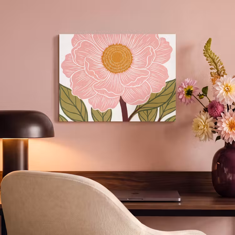 Akustikbild - Blumen – Rosa – Illustration - Bloemen - Roze - Illustratie PET vilt klein