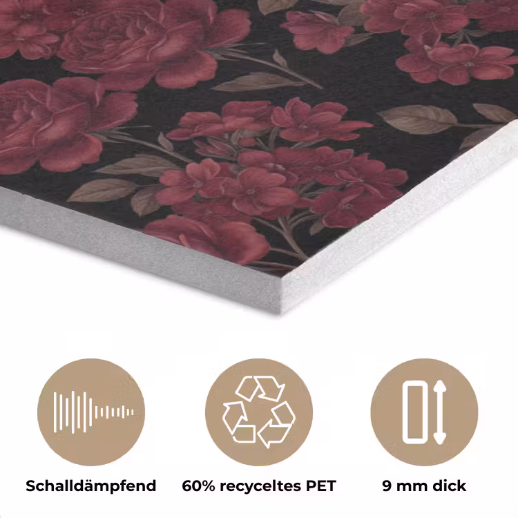Bloemen - Roos - Patroon - Klassiek - Rood PET vilt klein -closeup_DE
