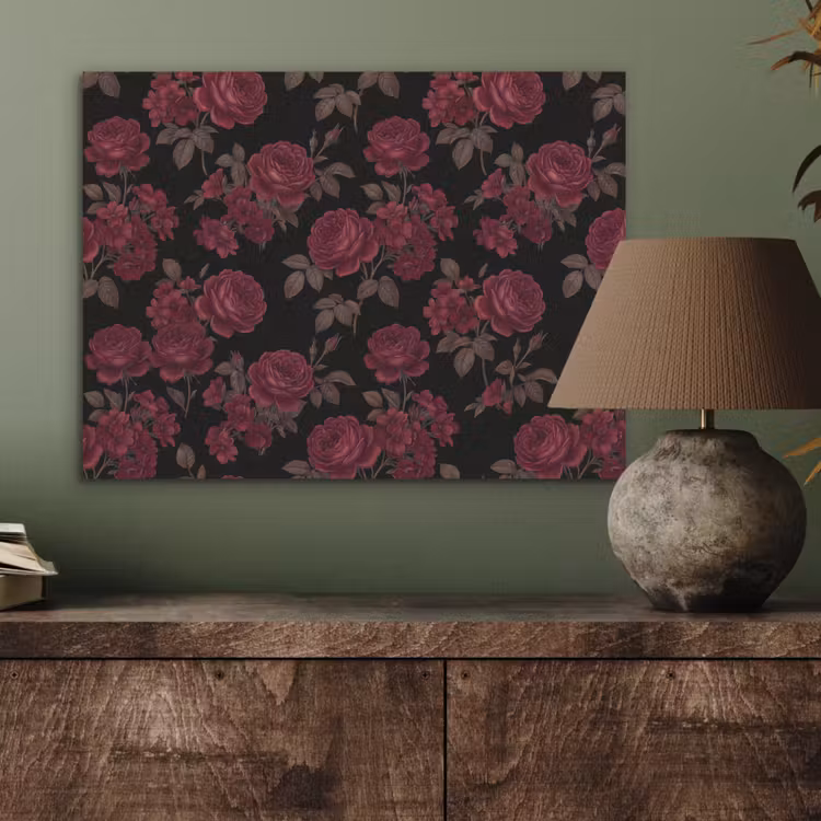 Bloemen - Roos - Patroon - Klassiek - Rood PET vilt klein -sfeer2