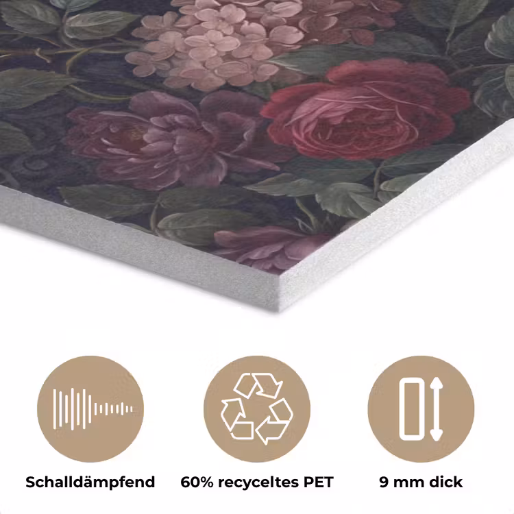 Bloemen - Rood - Klassiek - Donker - Patroon PET vilt klein -closeup_DE
