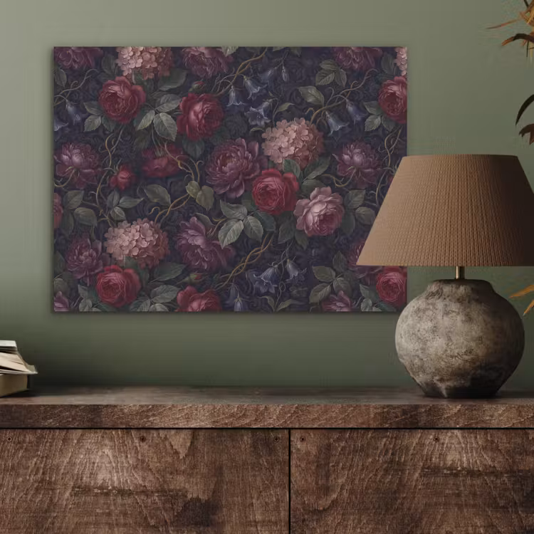 Bloemen - Rood - Klassiek - Donker - Patroon PET vilt klein -sfeer2