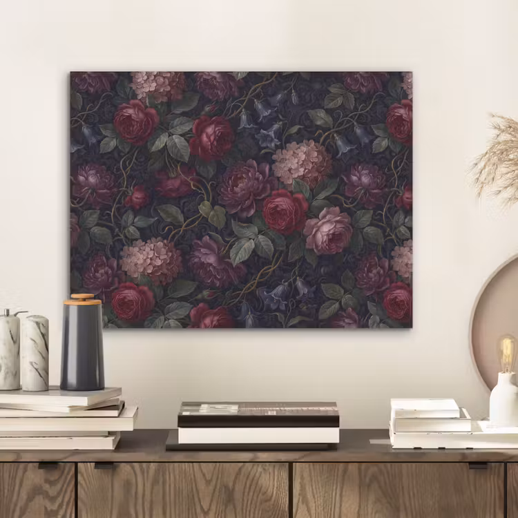 Bloemen - Rood - Klassiek - Donker - Patroon PET vilt klein -sfeer1