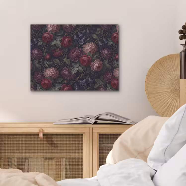 Bloemen - Rood - Klassiek - Donker - Patroon PET vilt klein -sfeer3