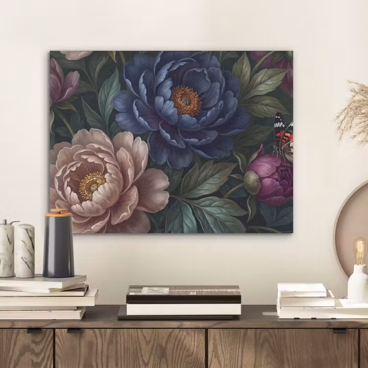 Bloemen - Vlinder - Natuur - Modern - Paars PET vilt klein -sfeer1