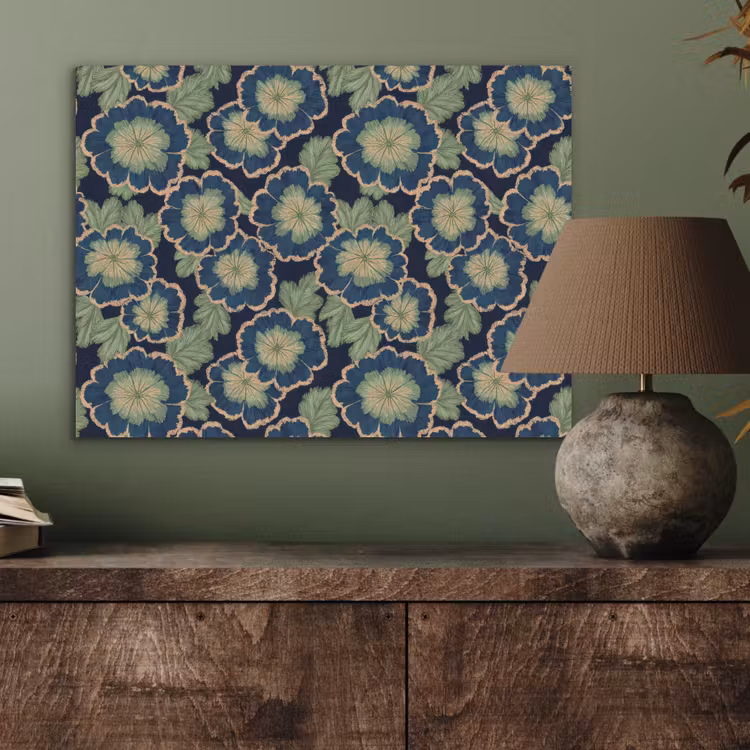 Bloemen - Borduurwerk - Patroon - Blauw - Groen PET vilt klein 837 -sfeer2