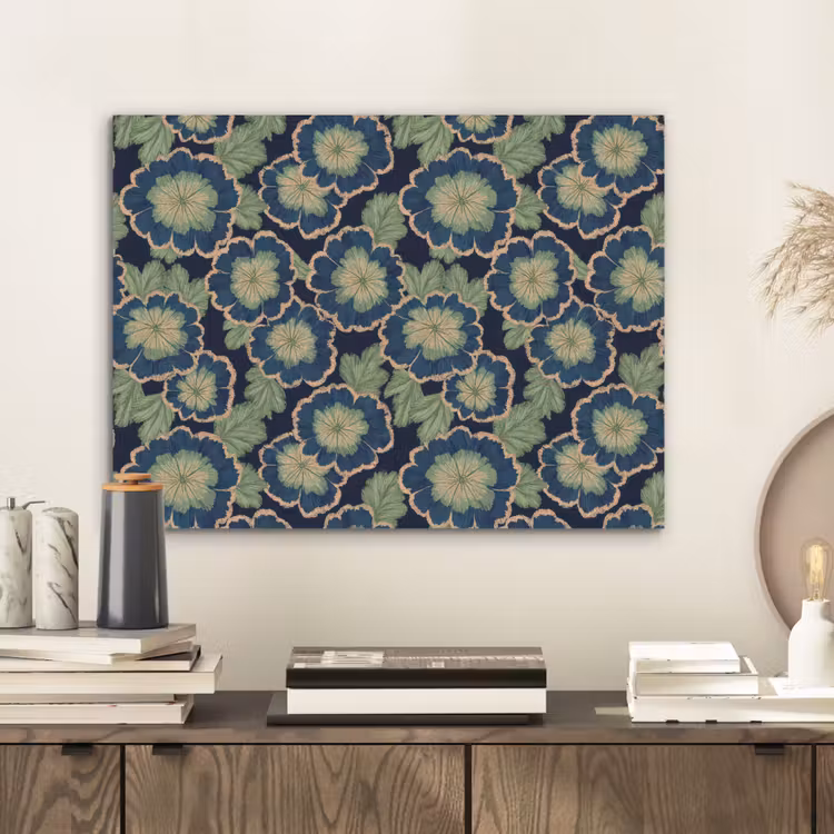 Bloemen - Borduurwerk - Patroon - Blauw - Groen PET vilt klein 837 -sfeer1