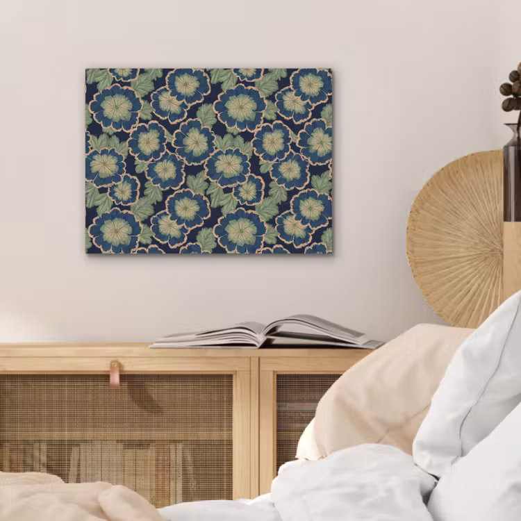 Bloemen - Borduurwerk - Patroon - Blauw - Groen PET vilt klein 837 -sfeer3