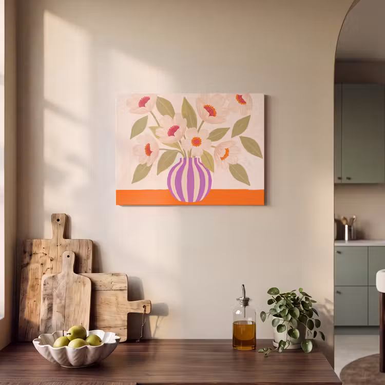 Bloemen - Vaas - Abstract - Paars - Oranje PET vilt klein -sfeer2