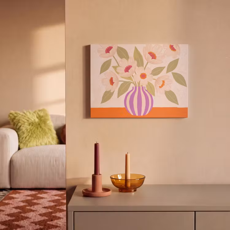 Bloemen - Vaas - Abstract - Paars - Oranje PET vilt klein -sfeer1
