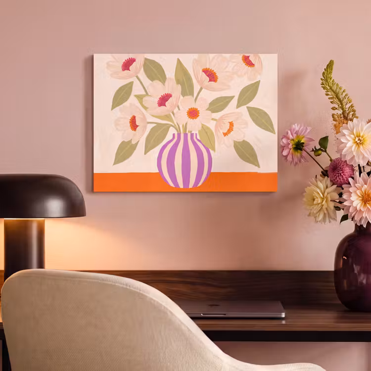 Bloemen - Vaas - Abstract - Paars - Oranje PET vilt klein -sfeer3
