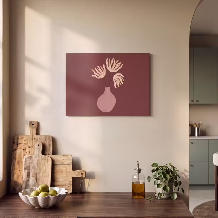 Bloemen - Vaas - Abstract - Modern - Aardetinten PET vilt klein -sfeer2