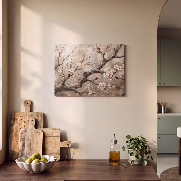 Bloesem - Takken - Schilderij - Beige - Serene PET vilt klein -sfeer2