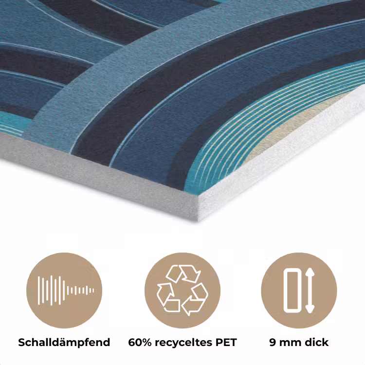 Bogen - Geometrisch - Patroon - Blauw - Retro PET vilt klein 837 -closeup_DE