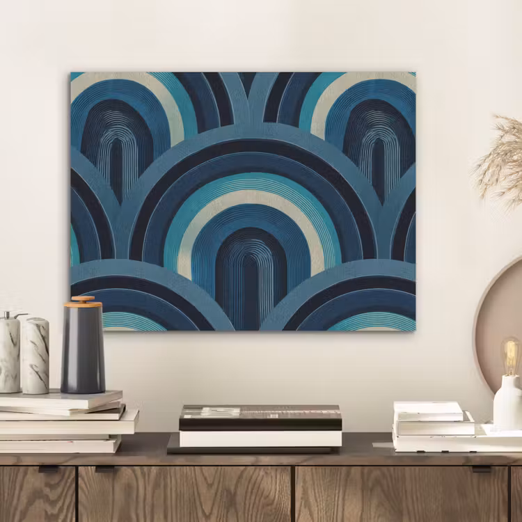 Bogen - Geometrisch - Patroon - Blauw - Retro PET vilt klein 837 -sfeer1