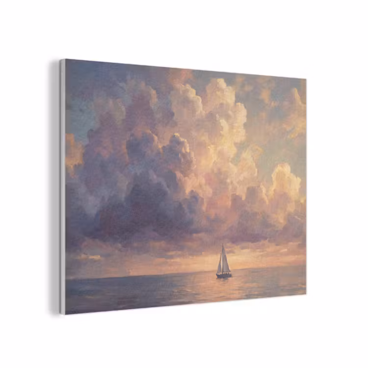 Boot - Zonsondergang - Zee - Natuur - Goud PET vilt klein -3d