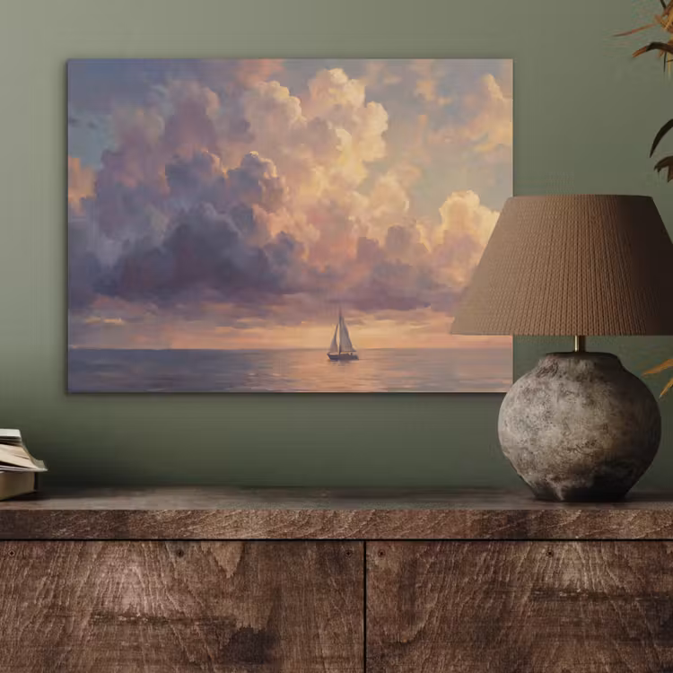 Boot - Zonsondergang - Zee - Natuur - Goud PET vilt klein -sfeer2