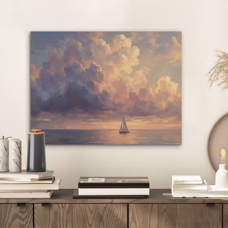 Boot - Zonsondergang - Zee - Natuur - Goud PET vilt klein -sfeer1
