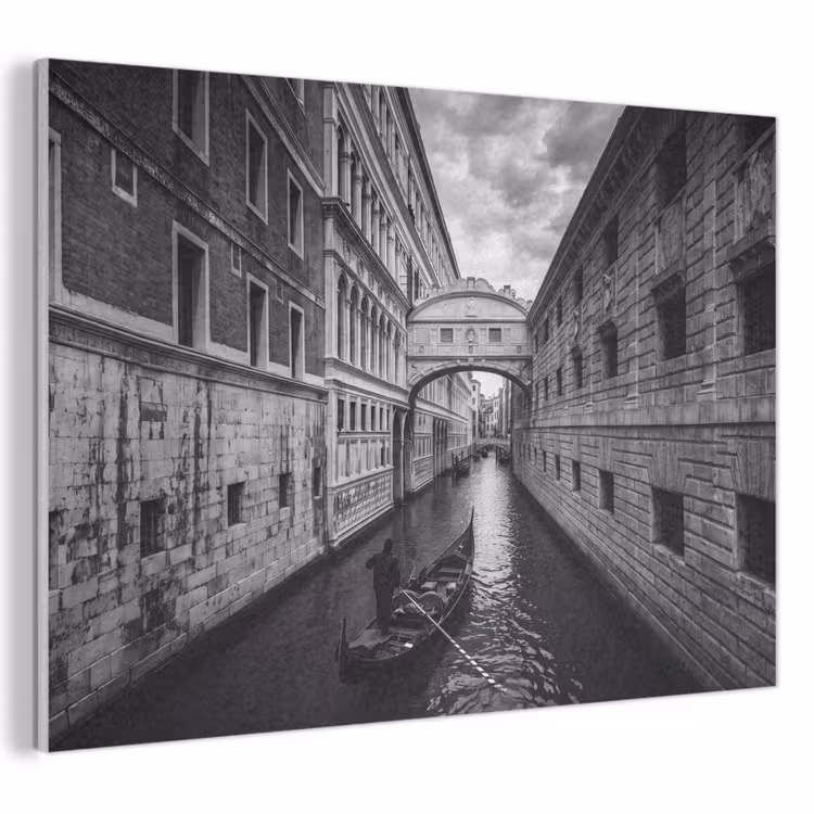 Boot - Waterweg - Stad - Zwart-wit - Architectuur PET vilt klein -3d