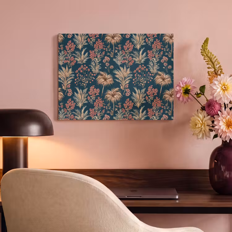 Botanisch - Patroon - Blauw PET vilt klein 837 -sfeer3