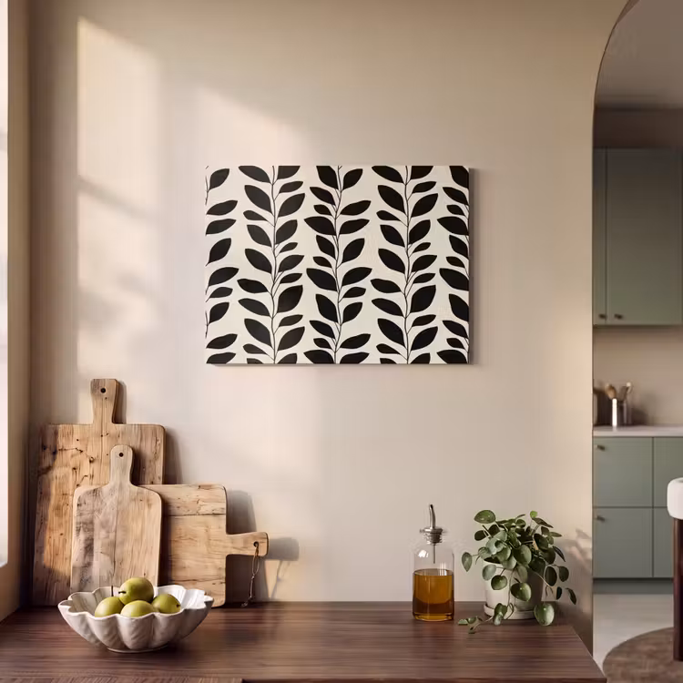 Botanisch - Dessin - Zwart - Beige PET vilt klein 837 -sfeer2