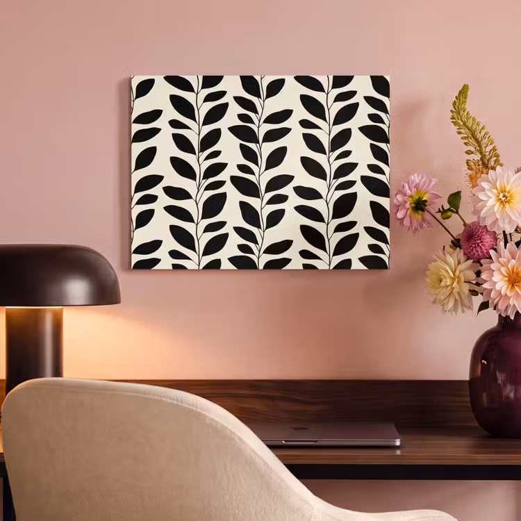 Botanisch - Dessin - Zwart - Beige PET vilt klein 837 -sfeer3