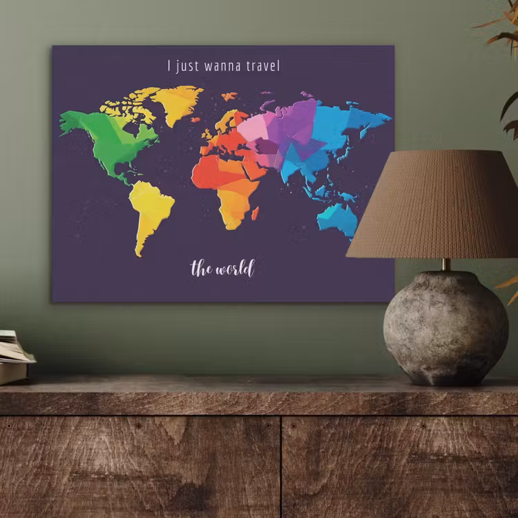 Kleurrijk - Wereldkaart - Travel - Quote PET vilt klein -sfeer2