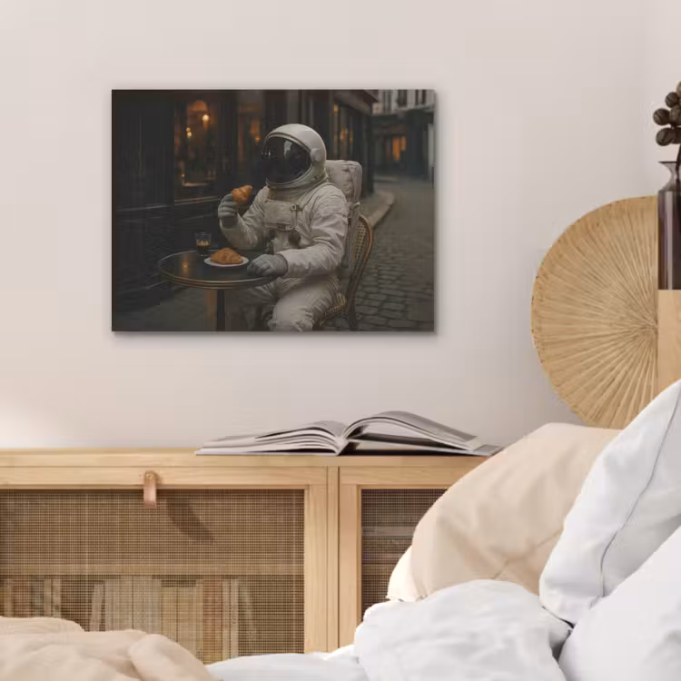 Café - Croissant - Koffie - Astronaut PET vilt klein -sfeer3