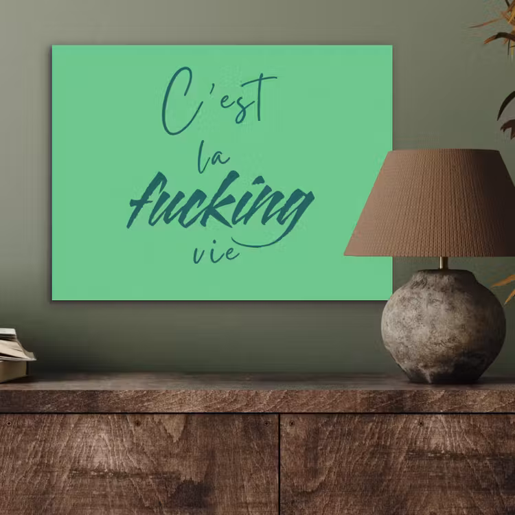 c'est la fucking vie - Groen - Penseelstijl PET vilt klein -sfeer2