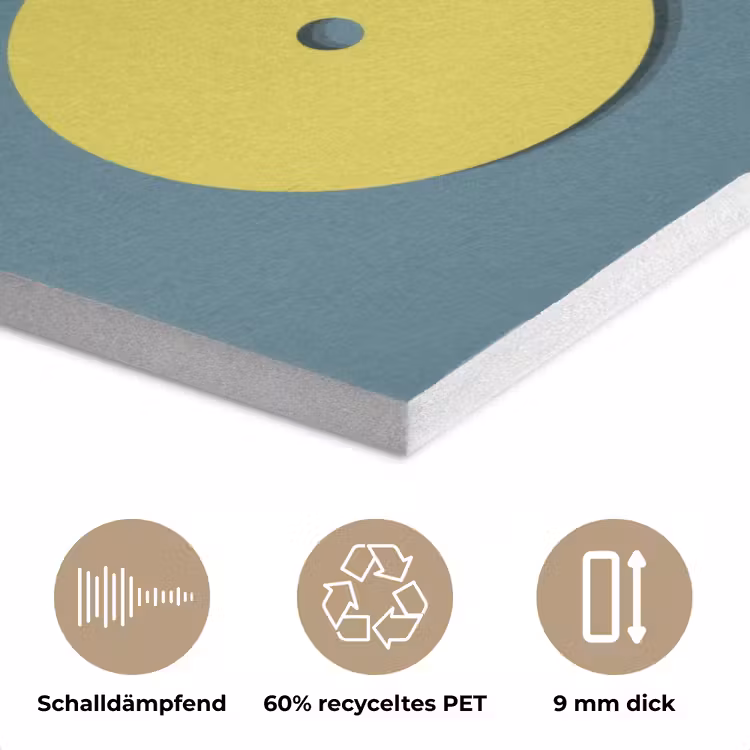 Chill out - Geel - Blauw PET vilt klein -closeup_DE