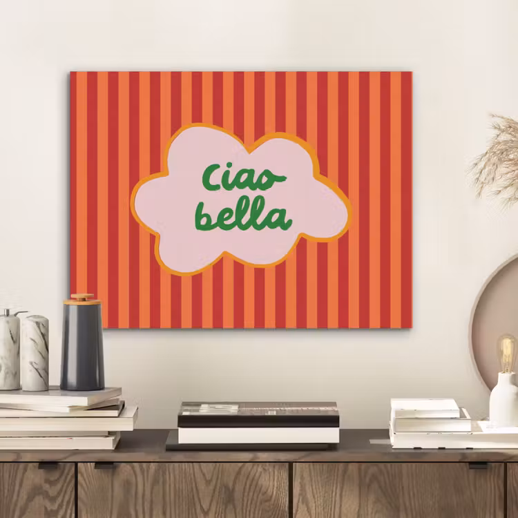 Ciao bella - Tekstwolk - Strepen - Oranje PET vilt klein -sfeer1