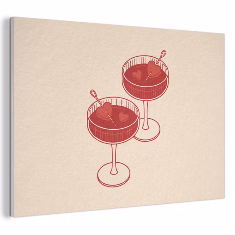 Cocktail - Hartjes - Liefde - Illustratie - Rood PET vilt klein -3d