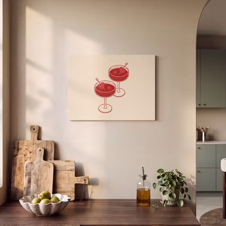 Cocktail - Hartjes - Liefde - Illustratie - Rood PET vilt klein -sfeer2