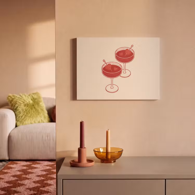 Cocktail - Hartjes - Liefde - Illustratie - Rood PET vilt klein -sfeer1