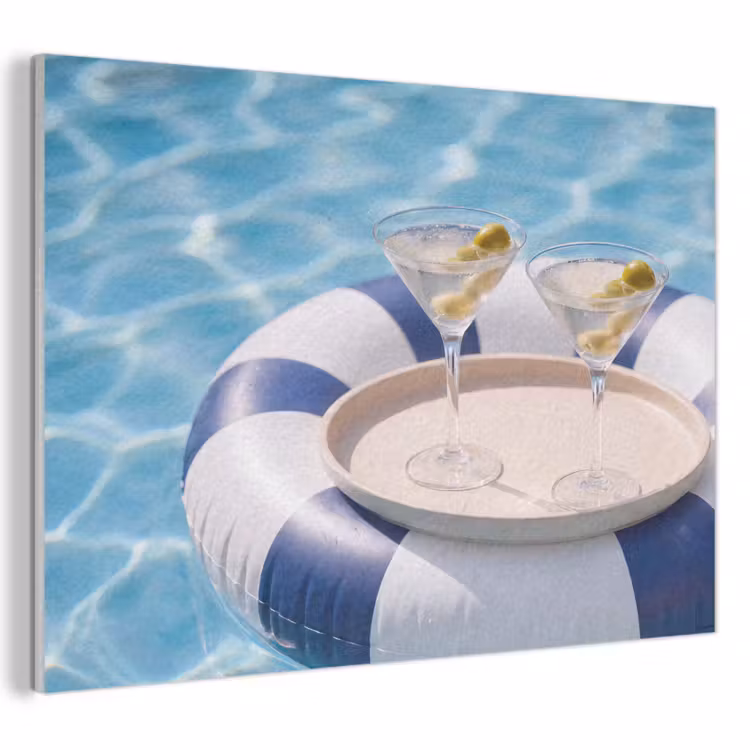 Cocktail - Zwembad - Zomer - Blauw PET vilt klein -3d