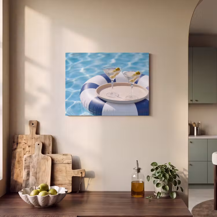 Cocktail - Zwembad - Zomer - Blauw PET vilt klein -sfeer2
