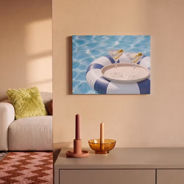 Cocktail - Zwembad - Zomer - Blauw PET vilt klein -sfeer1