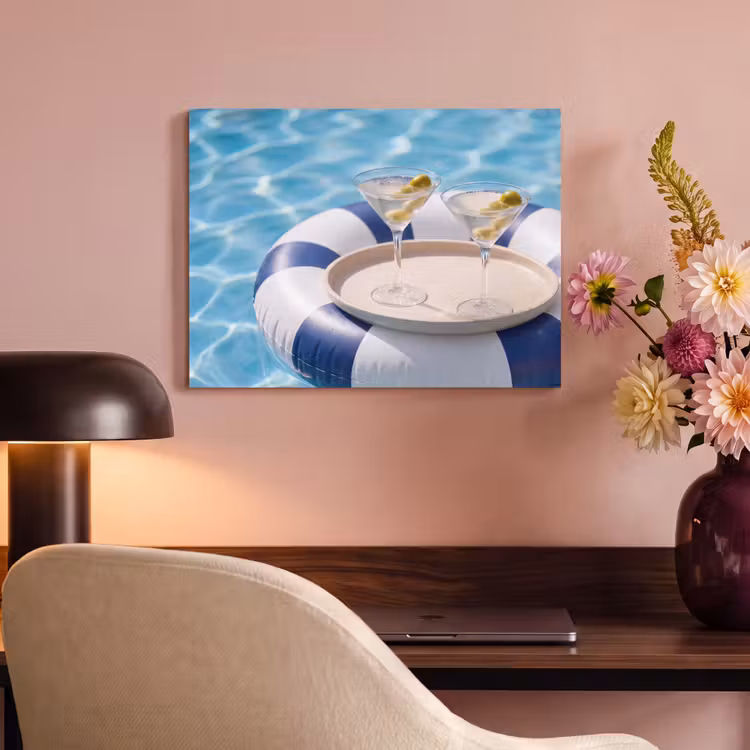Cocktail - Zwembad - Zomer - Blauw PET vilt klein -sfeer3